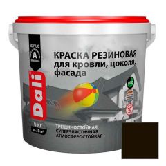 Краска акриловая резиновая Дали (Dali) для кровли, цоколя и фасада Коричневая 6 кг
