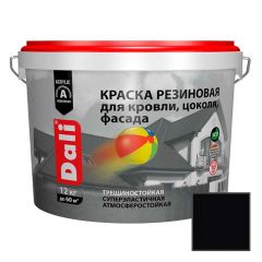 Краска акриловая резиновая Дали (Dali) для кровли, цоколя и фасада RAL 9005 Черная 12 кг