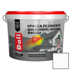 Краска акриловая резиновая Дали (Dali) для кровли, цоколя и фасада Белая 12 кг