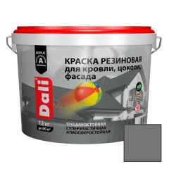 Краска акриловая резиновая Дали (Dali) для кровли, цоколя и фасада Серая 12 кг