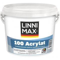 Краска водно-дисперсионная для наружных и внутренних работ Linnimax (Линнимакс) 100 Acrylat / 100 Акрилат База 1 0,9 л
