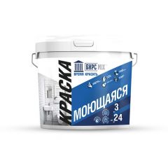 Краска моющаяся БирсMix матовая белая 3 кг