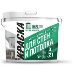 Краска для стен и потолка БирсMix матовая белая 3 кг