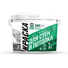 Краска для стен и потолка БирсMix матовая белая 6 кг