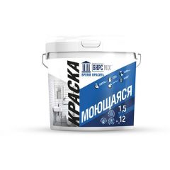 Краска моющаяся БирсMix матовая белая 1,5 кг