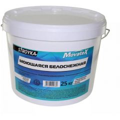 Краска водоэмульсионная Movatex Stroyka моющаяся белоснежная 25 кг