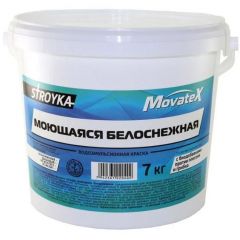Краска водоэмульсионная Movatex Stroyka моющаяся белоснежная 7 кг