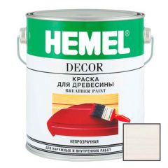Краска для дерева на основе растворителя Hemel Breather Paint Глянцевая 2103Н Белая 0,713 л
