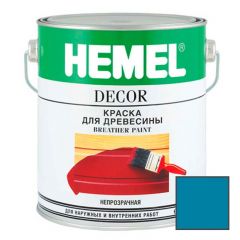Краска для дерева на основе растворителя Hemel Breather Paint полуматовая 2114Н Лазурная 0,18 л