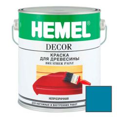 Краска для дерева на основе растворителя Hemel Breather Paint полуматовая 2114Н Лазурная 5 л