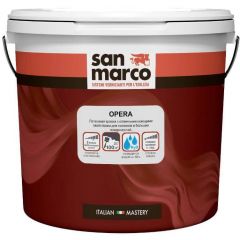 Краска интерьерная латексная San Marco (Сан Марко) Opera с отличным моющими свойствами для потолков и больших поверхностей глубоко-матовая Deep (Белая) 9,35 л, R1600064/9.35