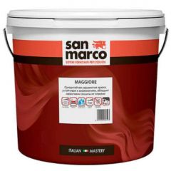 Краска интерьерная суперстойкая укрывистая San Marco (Сан Марко) Maggiore устойчивая к загрязнениям, обладает свойствами защиты от плесени глубокоматовая Bianco (Белая) 1 л, R3420019/1