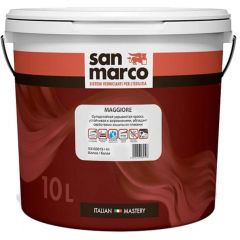 Краска интерьерная суперстойкая укрывистая San Marco (Сан Марко) Maggiore устойчивая к загрязнениям, обладает свойствами защиты от плесени глубокоматовая Bianco (Белая) 10 л, R3420019/4