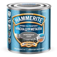 Краска для металла прямо по ржавчине Hammerite с молотковым эффектом серая 2 л