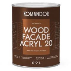 Универсальная акриловая краска для деревянных поверхностей Командор Faсade Acryl Wood 20 полуматовая База A 0,9 л