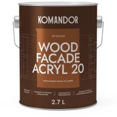 Универсальная акриловая краска для деревянных поверхностей Командор Faсade Acryl Wood 20 полуматовая База A 2,7 л
