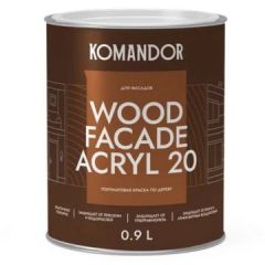 Универсальная акриловая краска для деревянных поверхностей Командор Faсade Acryl Wood 20 полуматовая База С 0,9 л