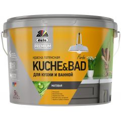 Краска интерьерная для кухни и ванной латексная Dufa Kuchen & Badfarbe матовая база 1 9 л