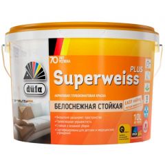 Краска интерьерная акриловая для стен и потолков Dufa (Дюфа) Superweiss Plus белоснежная стойкая глубокоматовая база 1 10 л