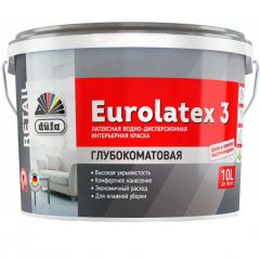 Краска интерьерная для стен и потолков Dufa Eurolatex 3 глубокоматовая база 1 10 л