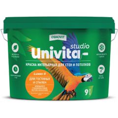 Краска интерьерная для стен и потолков Основит (Osnovit) Унивита Studio Lusso II САс992 СМ3 моющаяся глубокоматовая база А 9 л