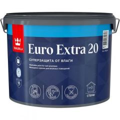 Краска моющаяся Tikkurila/Tikkivala (Тиккурила/Тиккивала) Euro Extra 20 суперзащита от влаги база A 9 л