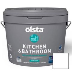 Краска интерьерная Olsta Kitchen and Bathroom A Белая 0,9 л
