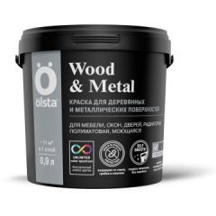 Краска Olsta (Ольста) Wood and Metal Полуматовая Прозрачная база C 0,9 л