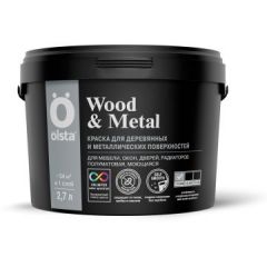 Краска Olsta (Ольста) Wood and Metal Полуматовая Белая база A 2,7 л
