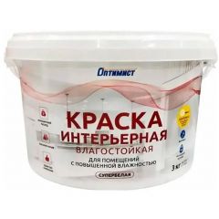 Краска интерьерная Оптимист W 204 влагостойкая матовая супербелая 3 кг