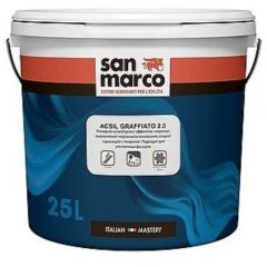 Декоративная штукатурка фасадная акрил-силоксановая с эффектом короед San Marco (Cан Марко) Acsil Graffiato 2.0 является высокопрочной, высокоукрывистой и паропроницаемой с отличными свойствами водотталкивания Bianco (Белая) 25 кг, R4620019/25