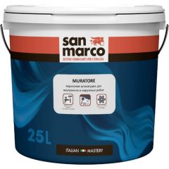 Декоративная штукатурка акриловая на водной основе San Marco (Cан Марко) Muratore текстурная для наружных и внутренних работ Bianco (Белая) 25 кг, R3900019/25