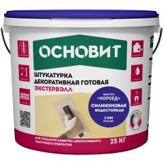 Штукатурка декоративная Основит (Osnovit) Экстервэлл OSl готовая силиконовая Короед 2 мм супербелая база для колеровки 25 кг