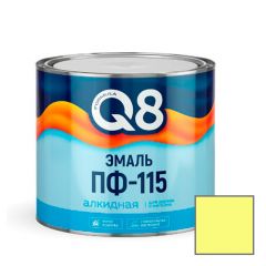 Эмаль алкидная для дерева и металла Formula Q8 ПФ-115 износостойкая глянцевая желтая 1,9 кг