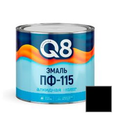 Эмаль алкидная для дерева и металла Formula Q8 ПФ-115 износостойкая глянцевая черная 1,9 кг