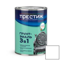 Грунт-эмаль алкидная по ржавчине 3 в 1 Престиж (Prestige) полуглянцевая белая 0,9 кг