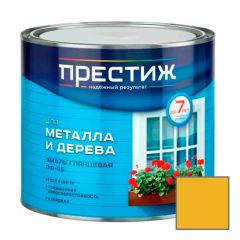 Эмаль алкидная для дерева и металла Престиж Standart ПФ-115 атмосферостойкая желтая 1,9 кг