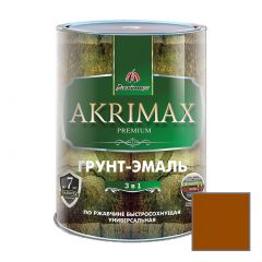 Грунт-эмаль алкидная Akrimax (Акримакс) Premium быстросохнущая по ржавчине матовая коричневая 1,7 кг