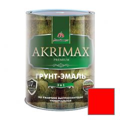 Грунт-эмаль алкидная Akrimax Premium быстросохнущая по ржавчине матовая красная 0,8 кг