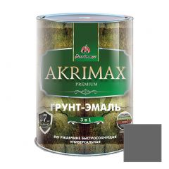 Грунт-эмаль алкидная Akrimax Premium быстросохнущая по ржавчине глянцевая серая 0,8 кг