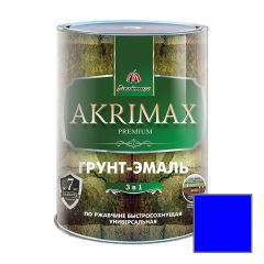 Грунт-эмаль алкидная Akrimax Premium быстросохнущая по ржавчине глянцевая синяя 1,7 кг