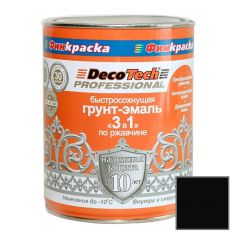 Грунт-эмаль по ржавчине Decotech Professional 3 в 1 Черный RAL 9005 0,8 л