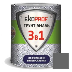 Грунт-эмаль алкидная Ekoprof 3 в 1 по ржавчине глянцевая серая 0,8 кг