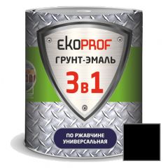 Грунт-эмаль алкидная Ekoprof 3 в 1 по ржавчине глянцевая черная 1,7 кг