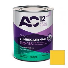 Эмаль алкидная Сайвер ПФ-115 АС12 универсальная полуглянцевая желтая 0,8 кг