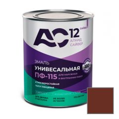 Эмаль алкидная Сайвер ПФ-115 АС12 универсальная полуглянцевая коричневая 0,8 кг
