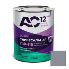 Эмаль алкидная Сайвер ПФ-115 АС12 универсальная полуглянцевая светло-серая 0,8 кг