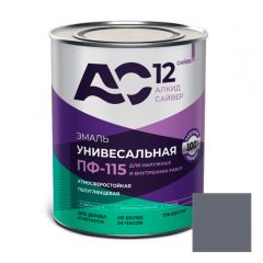 Эмаль алкидная Сайвер ПФ-115 АС12 универсальная полуглянцевая серая 1,8 кг