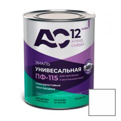 Эмаль алкидная Сайвер ПФ-115 АС12 универсальная полуглянцевая белая 1,8 кг