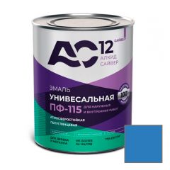 Эмаль алкидная Сайвер ПФ-115 АС12 универсальная полуглянцевая голубая 0,8 кг
